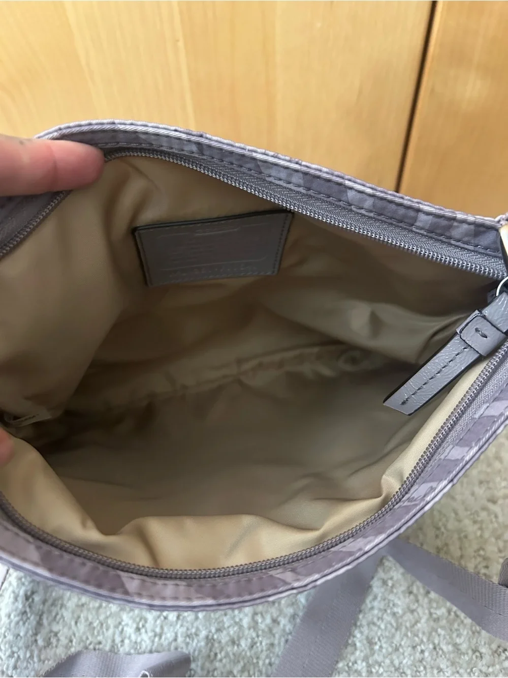 Coach Purple Zebra-Print Crossbody Messenger Bag